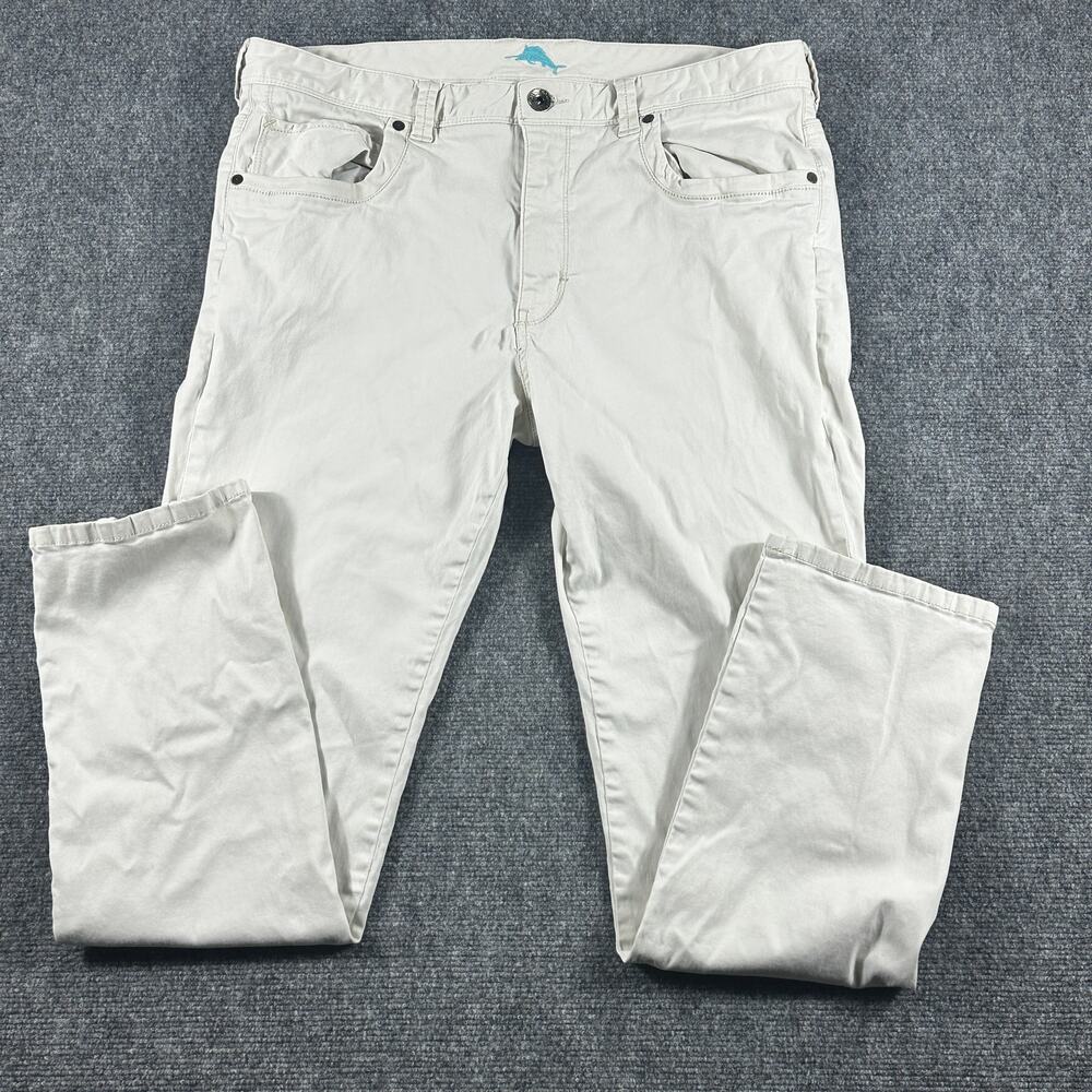 Tommy Bahama Boracay Pants Men's 38x32 Cream White Stretch Tencel 5 Pocket